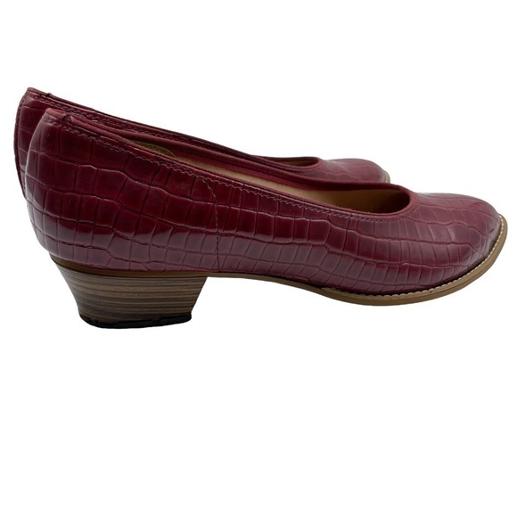 Vintage QualiCraft Casualets Red Crocodile Embossed Block Heels Pumps Size 9 - Picture 5 of 16